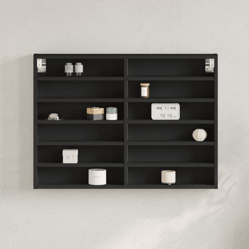 vidaXL Witryna, czarna, 80x8,5x58 cm, materiał drewnopochodny