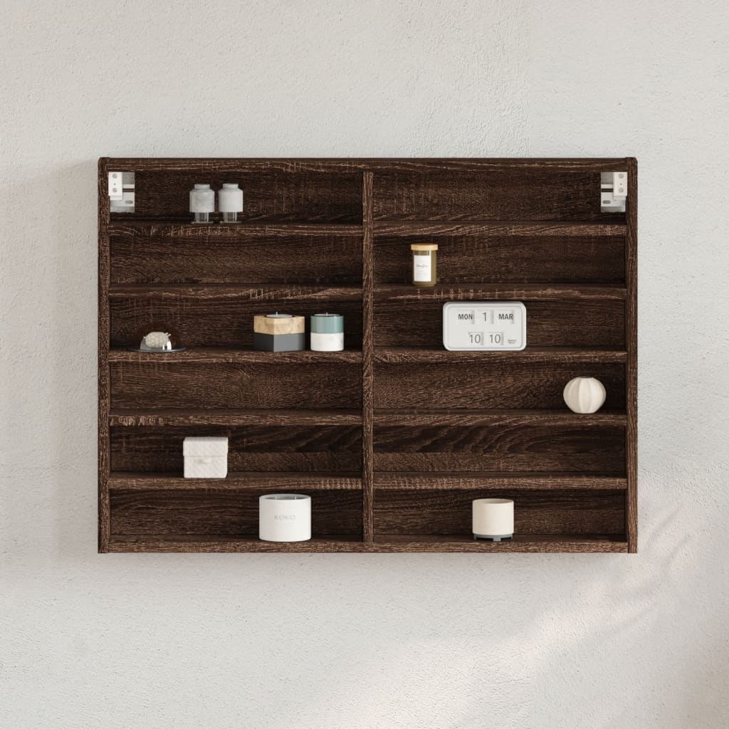 vidaXL Witryna, brązowy dąb, 80x8,5x58 cm, materiał drewnopochodny