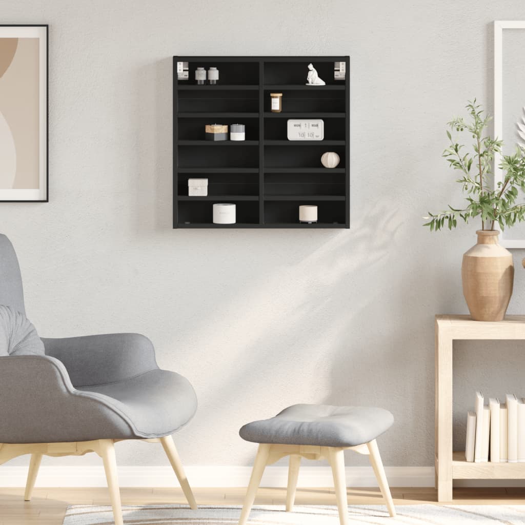 vidaXL Witryna, czarna, 60x8,5x58 cm, materiał drewnopochodny