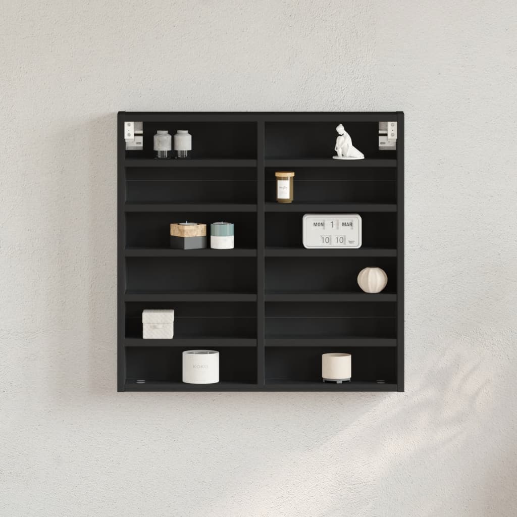 vidaXL Witryna, czarna, 60x8,5x58 cm, materiał drewnopochodny