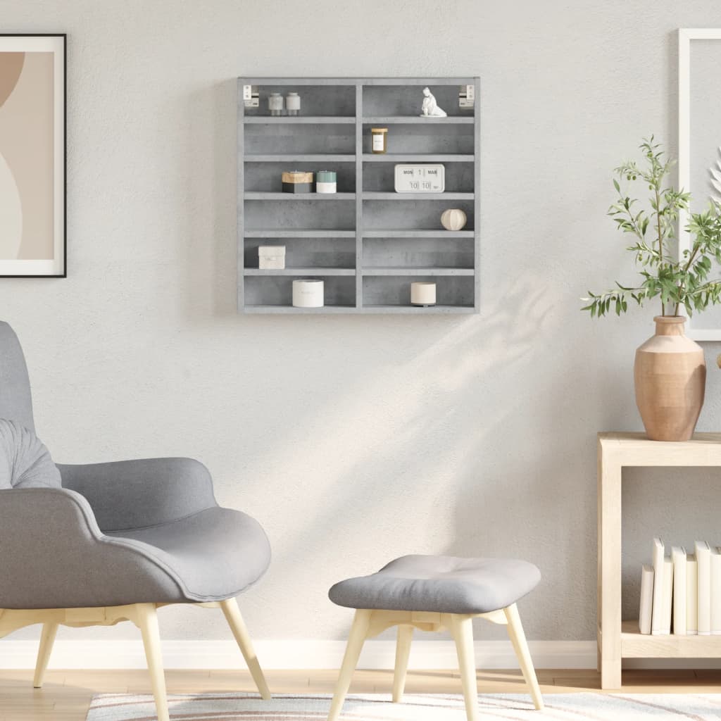 vidaXL Witryna, szarość betonu, 60x8,5x58 cm, materiał drewnopochodny