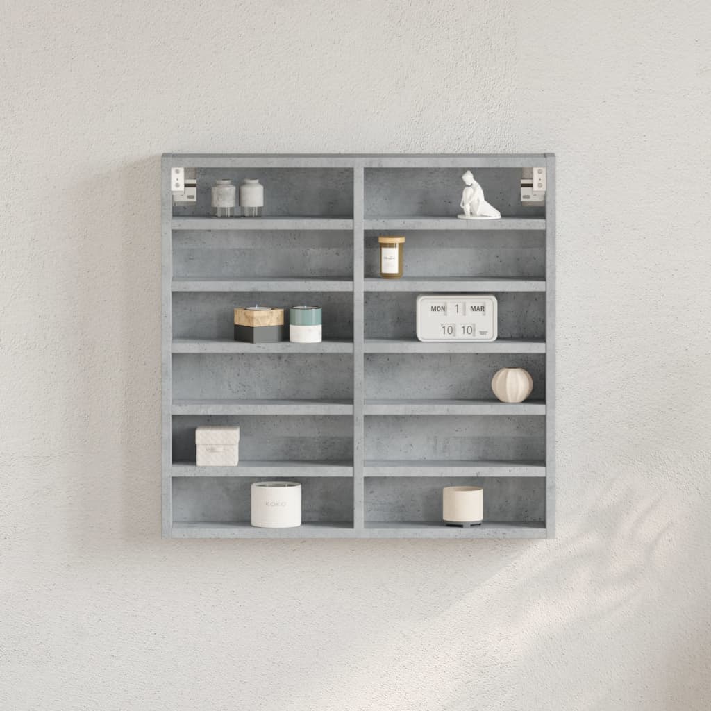 vidaXL Witryna, szarość betonu, 60x8,5x58 cm, materiał drewnopochodny