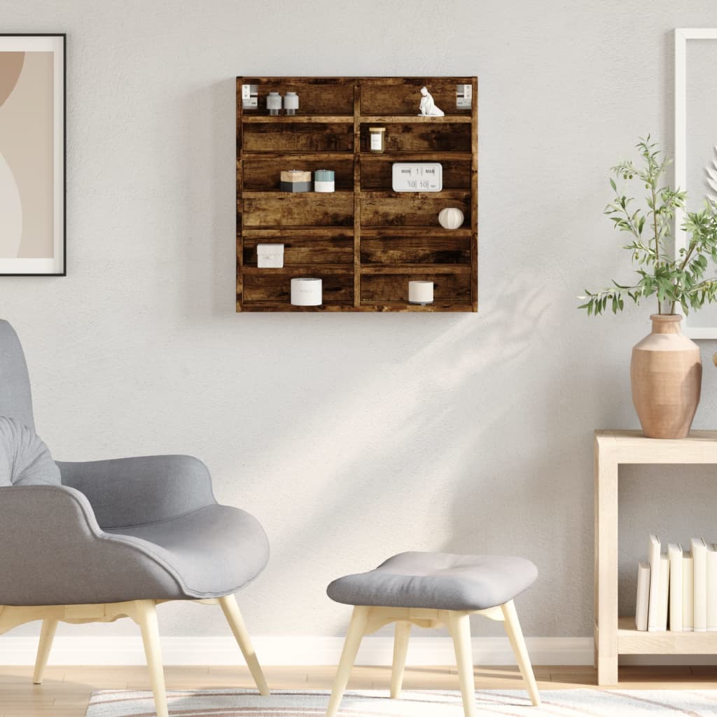 vidaXL Witryna, przydymiony dąb, 60x8,5x58 cm, materiał drewnopochodny