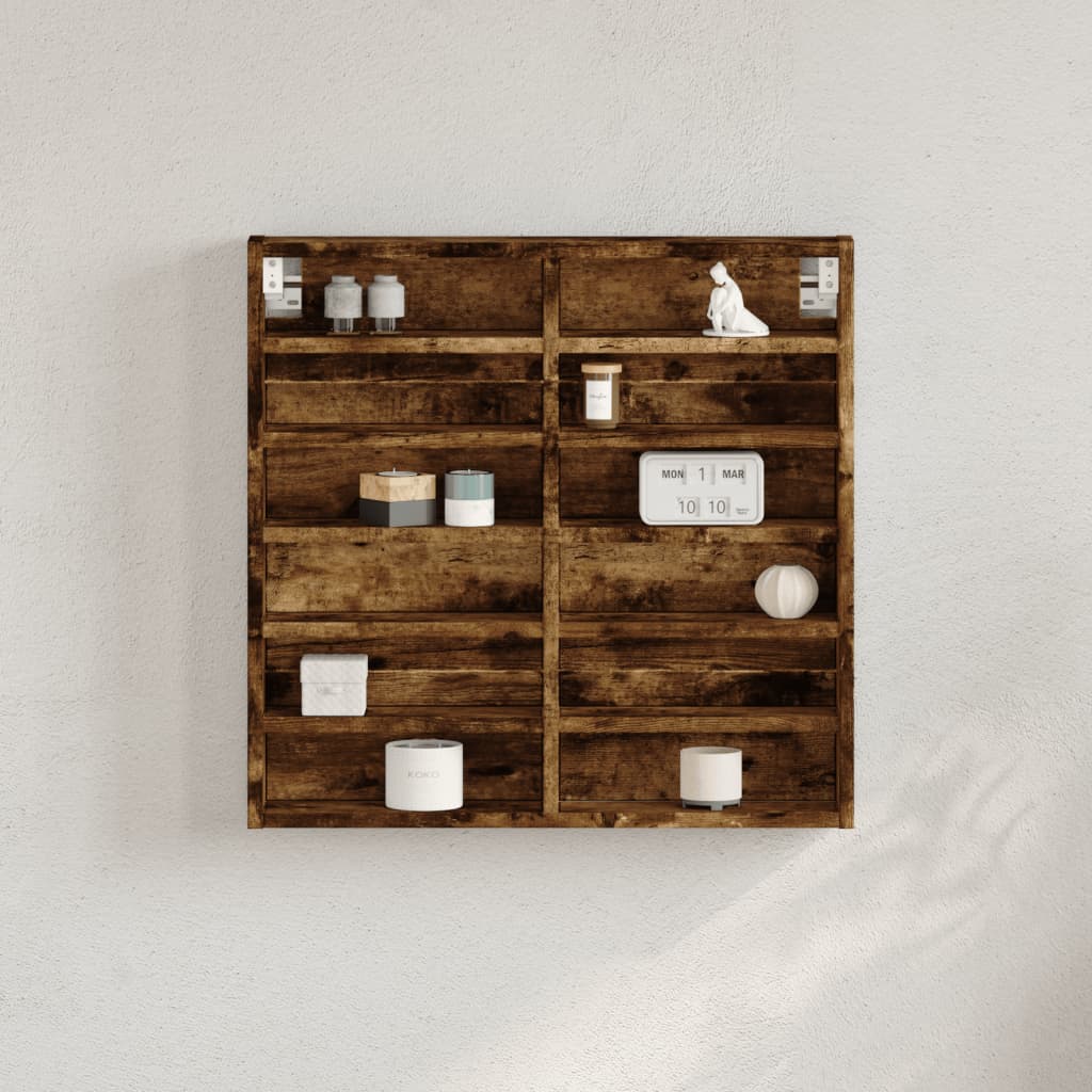 vidaXL Witryna, przydymiony dąb, 60x8,5x58 cm, materiał drewnopochodny