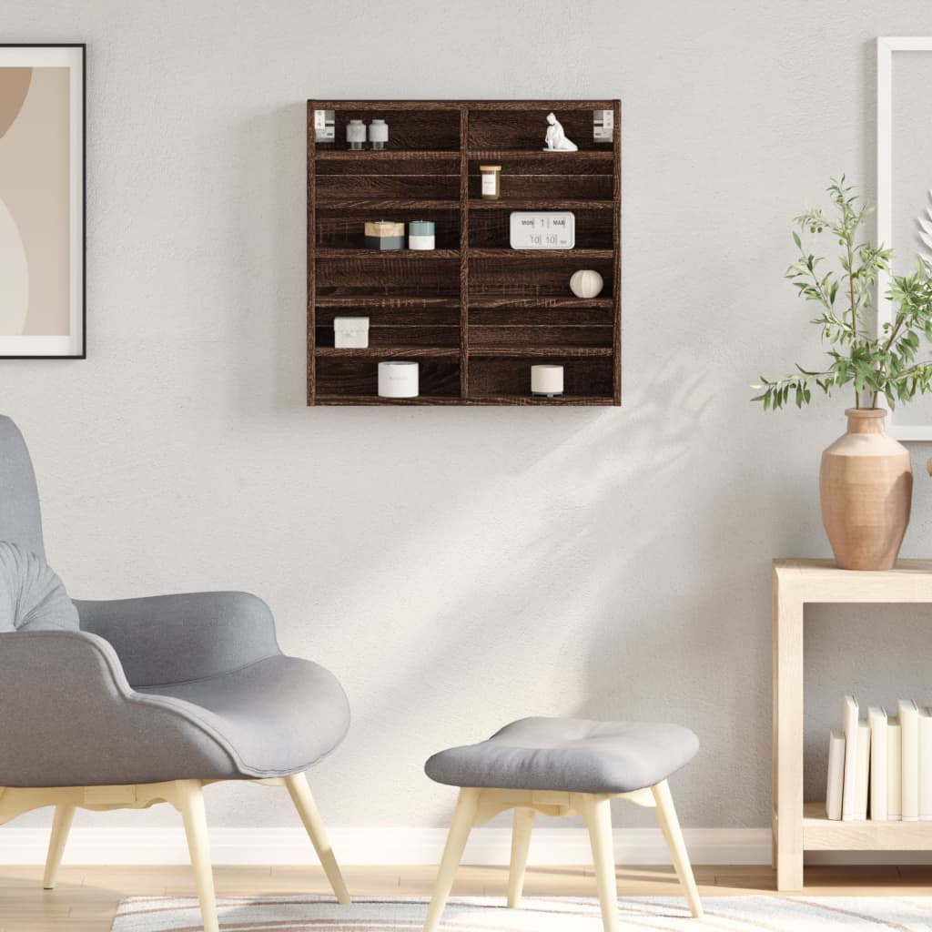 vidaXL Witryna, brązowy dąb, 60x8,5x58 cm, materiał drewnopochodny