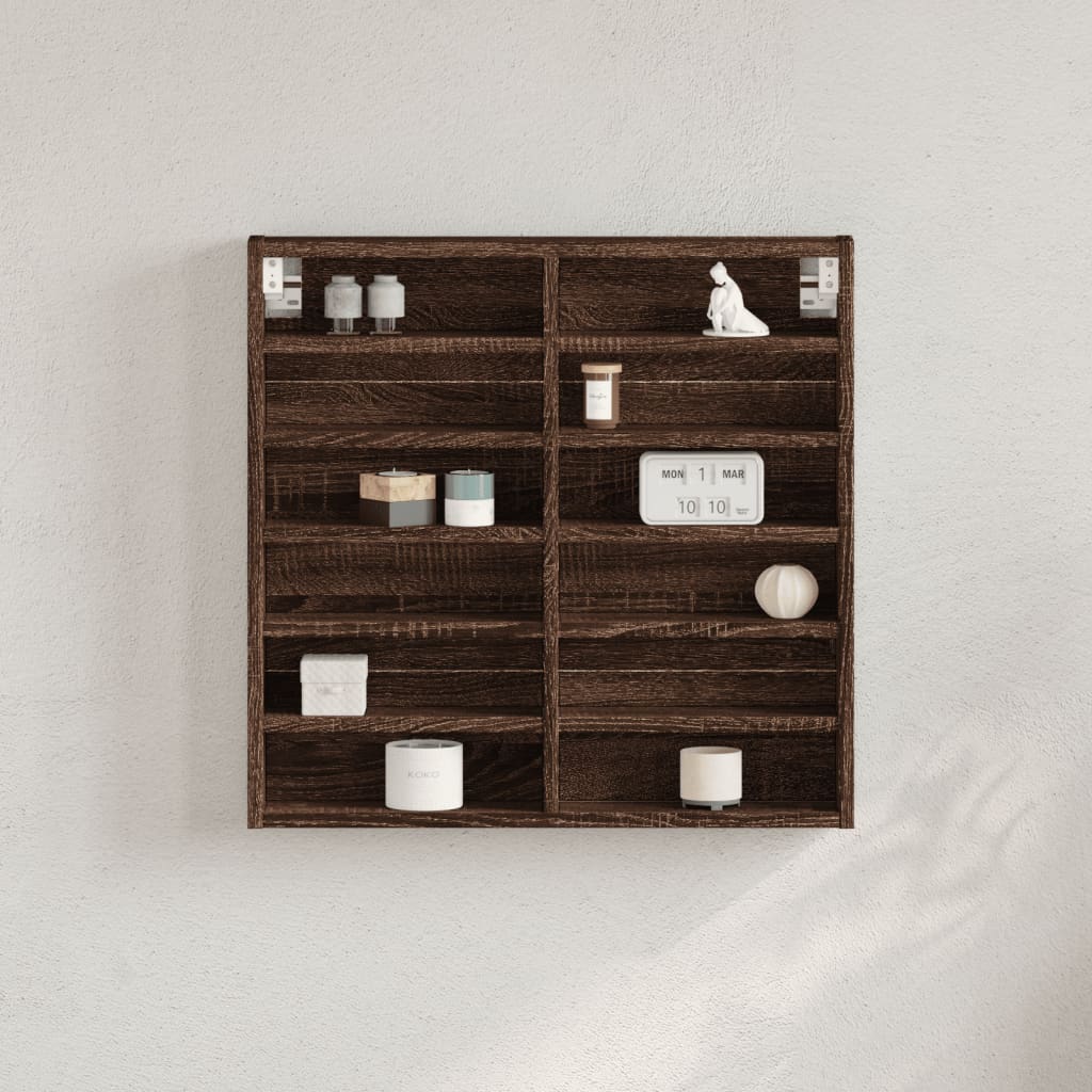 vidaXL Witryna, brązowy dąb, 60x8,5x58 cm, materiał drewnopochodny