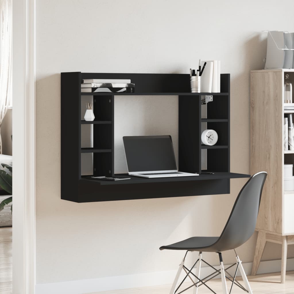 vidaXL Biurko wiszące, czarne, 105x48x75 cm, materiał drewnopochodny