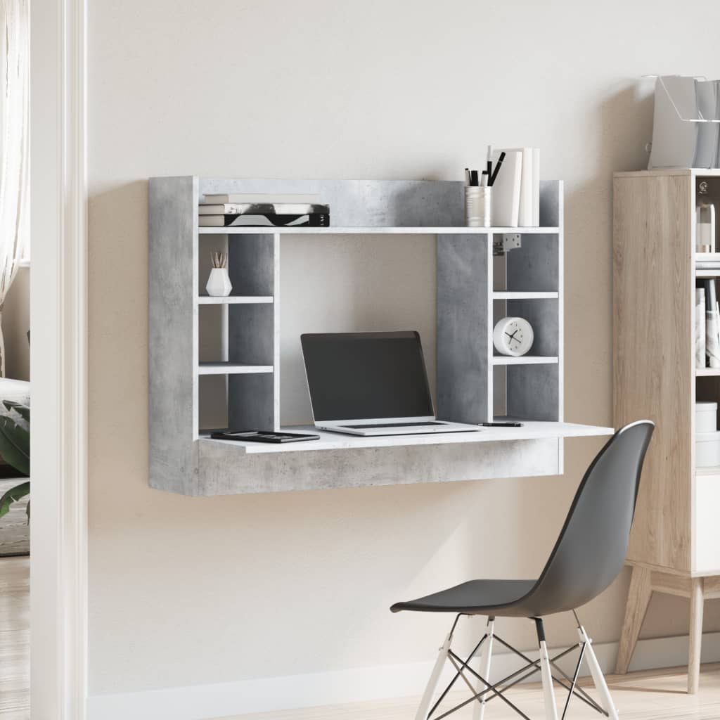vidaXL Biurko wiszące, szarość betonu, 105x48x75 cm