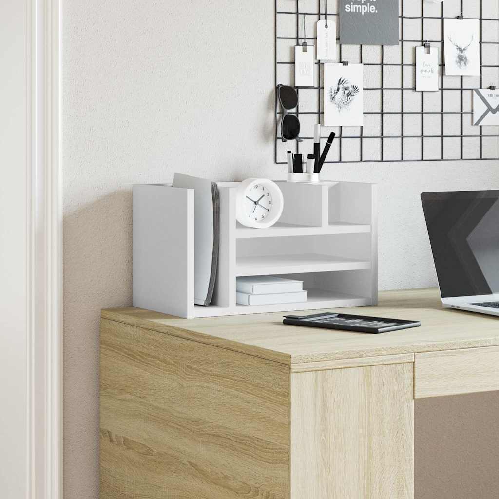 vidaXL Organizer na biurko, biały, 44,5x24x25 cm