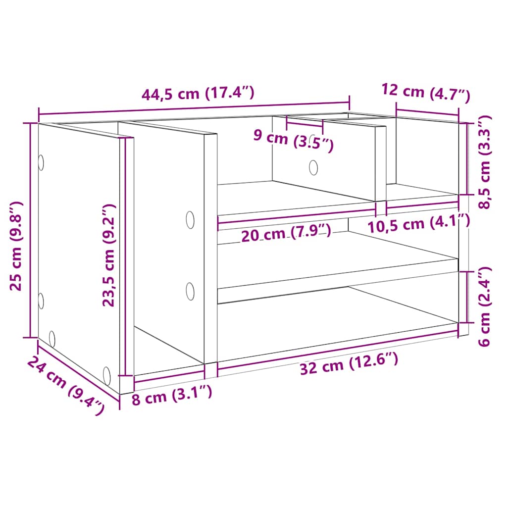 vidaXL Organizer na biurko, biały, 44,5x24x25 cm