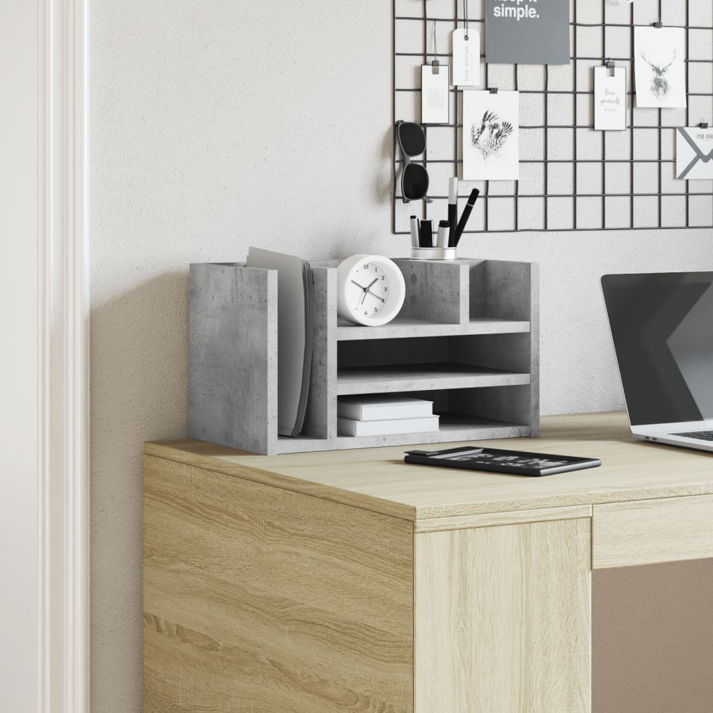 vidaXL Organizer na biurko, szarość betonu, 44,5x24x25 cm