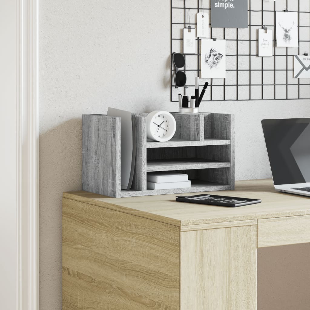 vidaXL Organizer na biurko, szary dąb sonoma, 44,5x24x25 cm