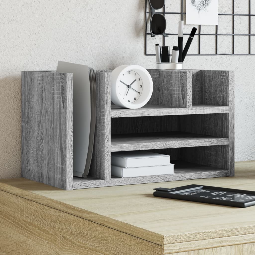 vidaXL Organizer na biurko, szary dąb sonoma, 44,5x24x25 cm