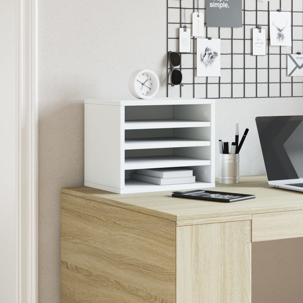 vidaXL Organizer na biurko, biały, 36x26x29,5 cm