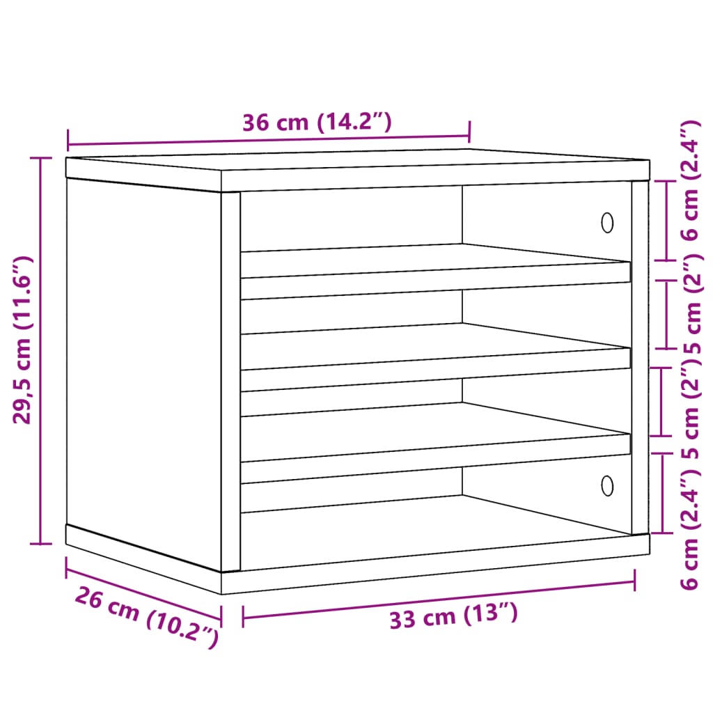 vidaXL Organizer na biurko, dąb sonoma, 36x26x29,5 cm