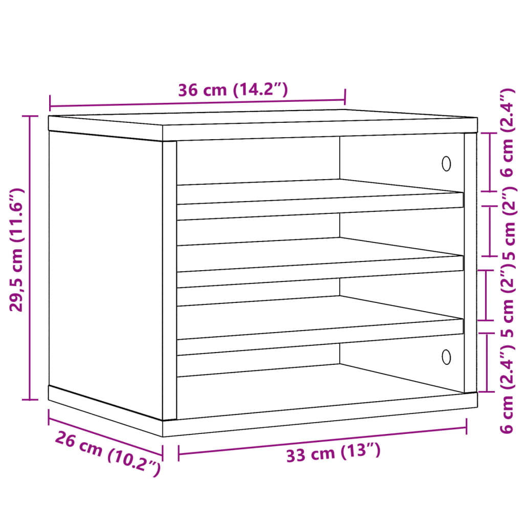 vidaXL Organizer na biurko, brązowy dąb, 36x26x29,5 cm