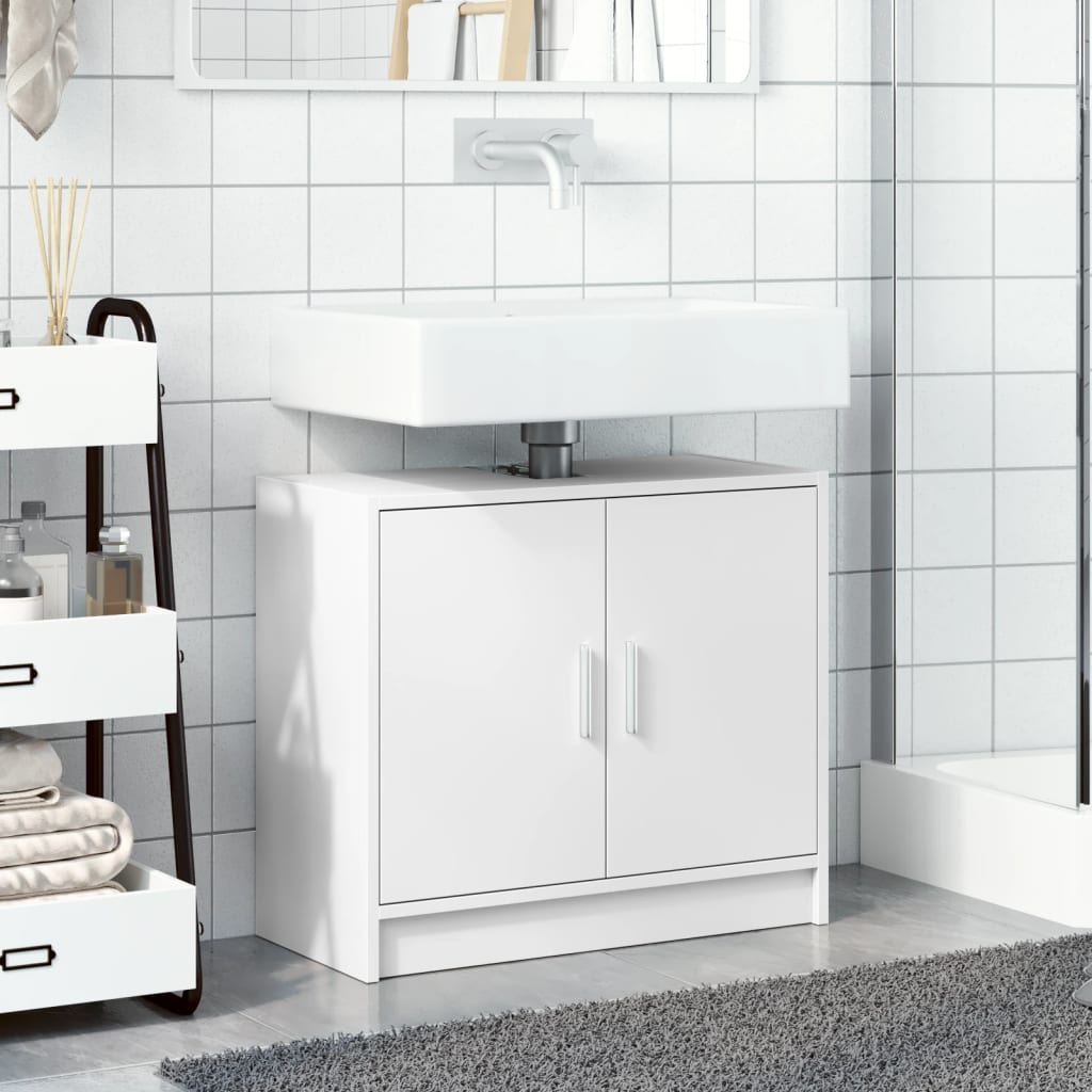 vidaXL Szafka pod umywalkę, biała 63x29x55 cm, materiał drewnopochodny