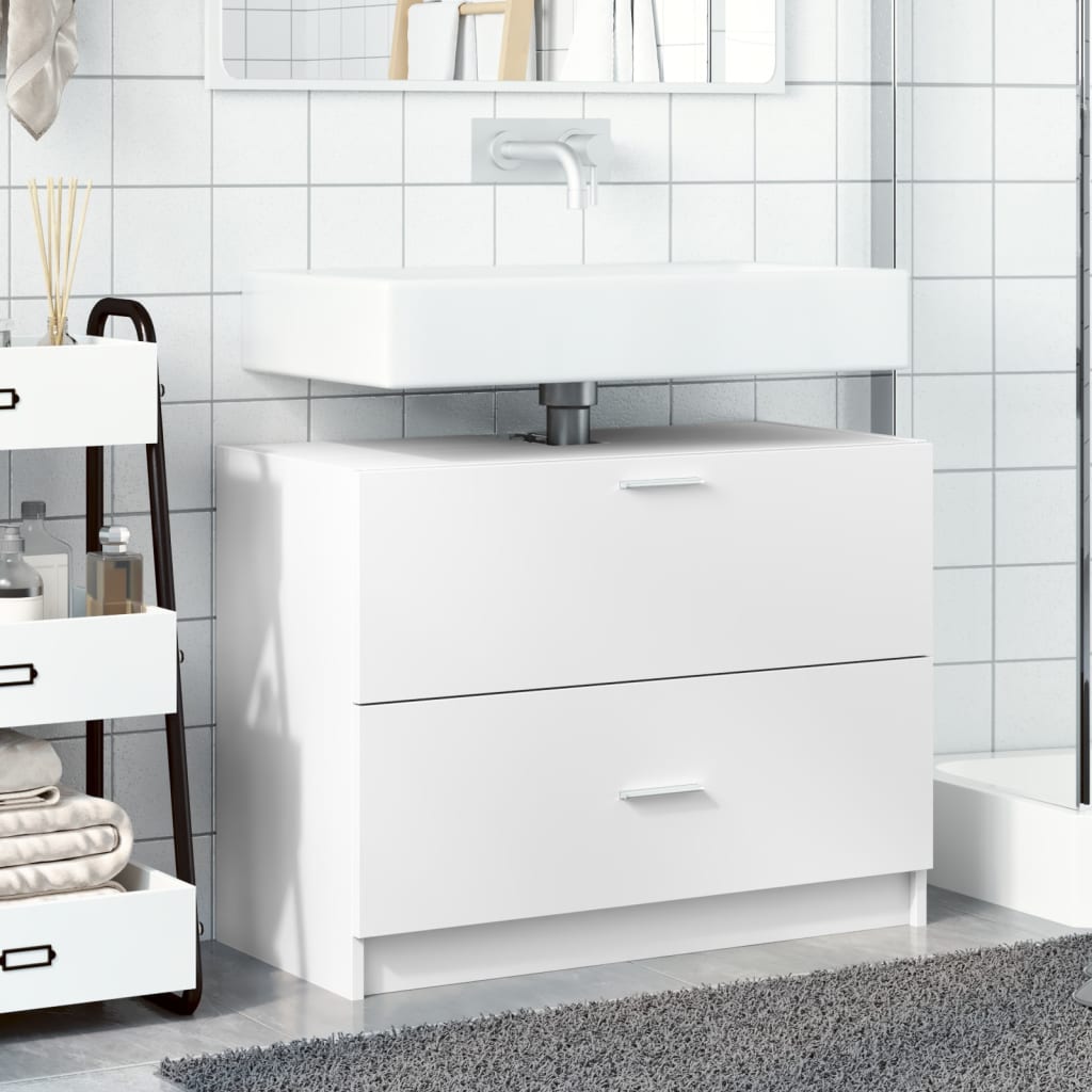vidaXL Szafka pod umywalkę, biała 78x37x59 cm, materiał drewnopochodny