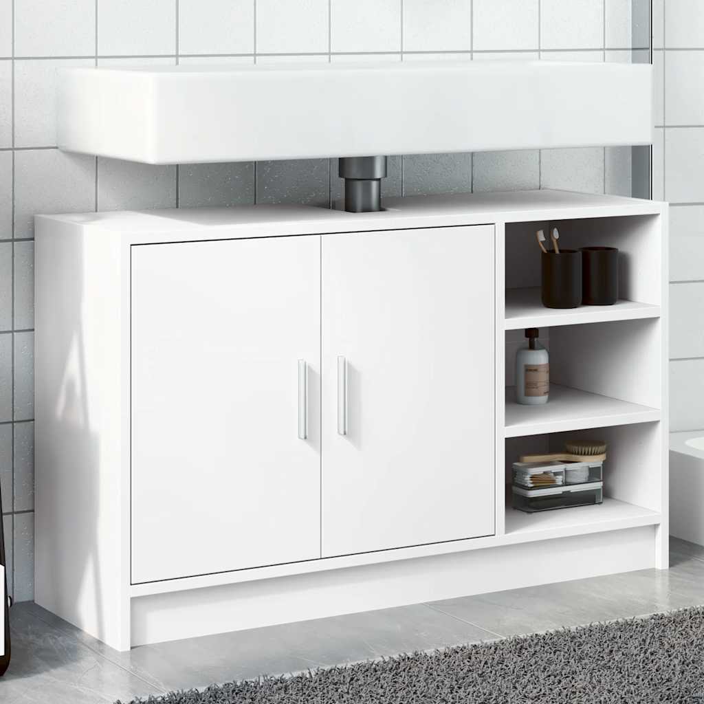 vidaXL Szafka pod umywalkę, biała 90x29x55 cm, materiał drewnopochodny
