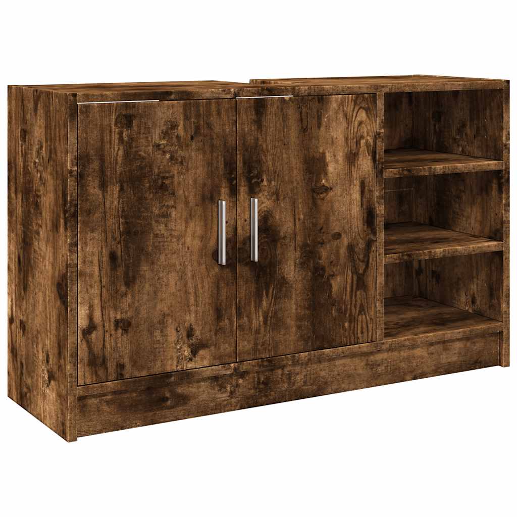 vidaXL Szafka pod umywalkę, przydymiony dąb, 90x29x55 cm
