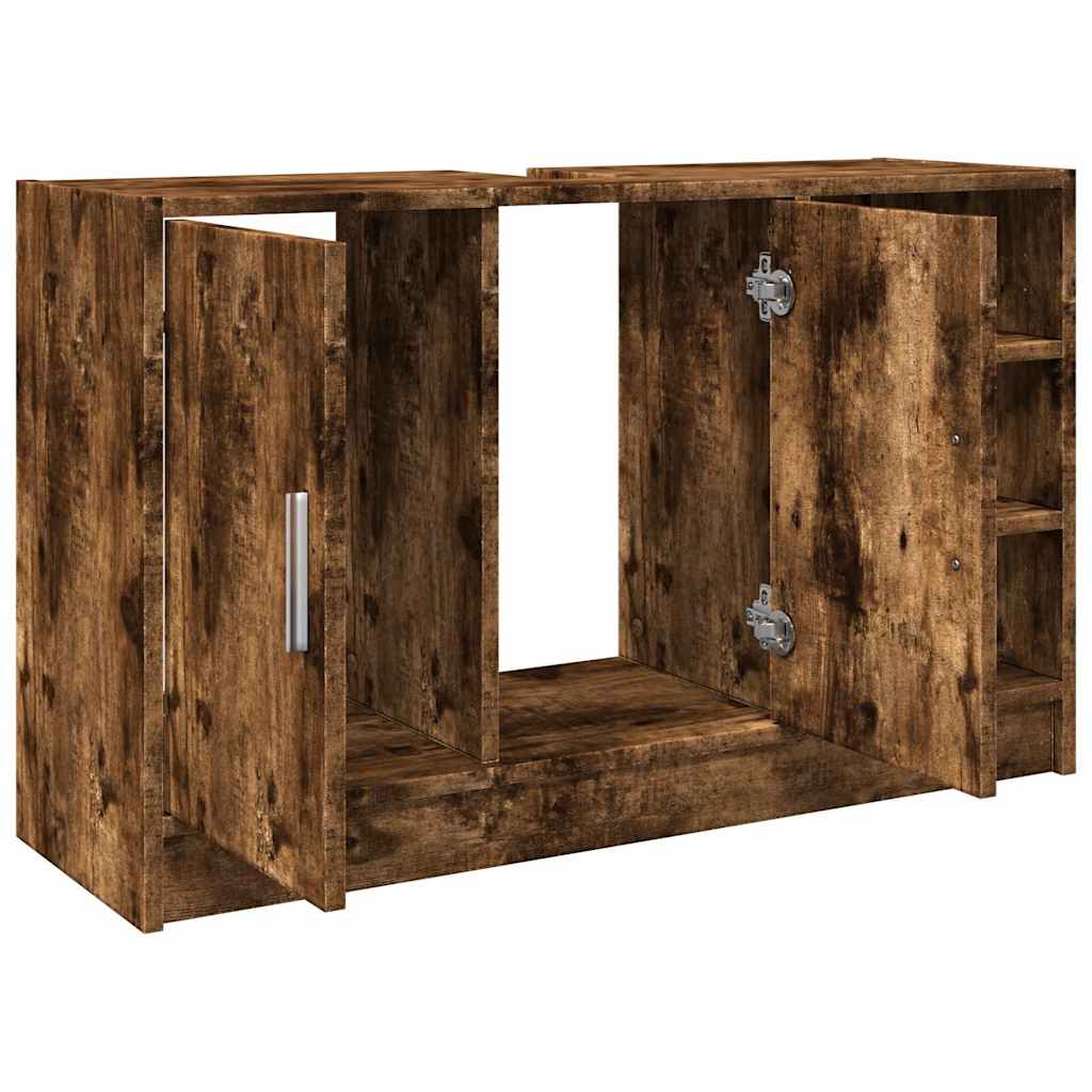 vidaXL Szafka pod umywalkę, przydymiony dąb, 90x29x55 cm