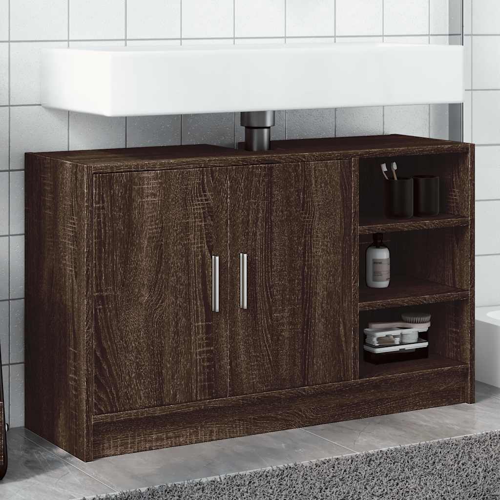 vidaXL Szafka pod umywalkę, brązowy dąb, 90x29x55 cm