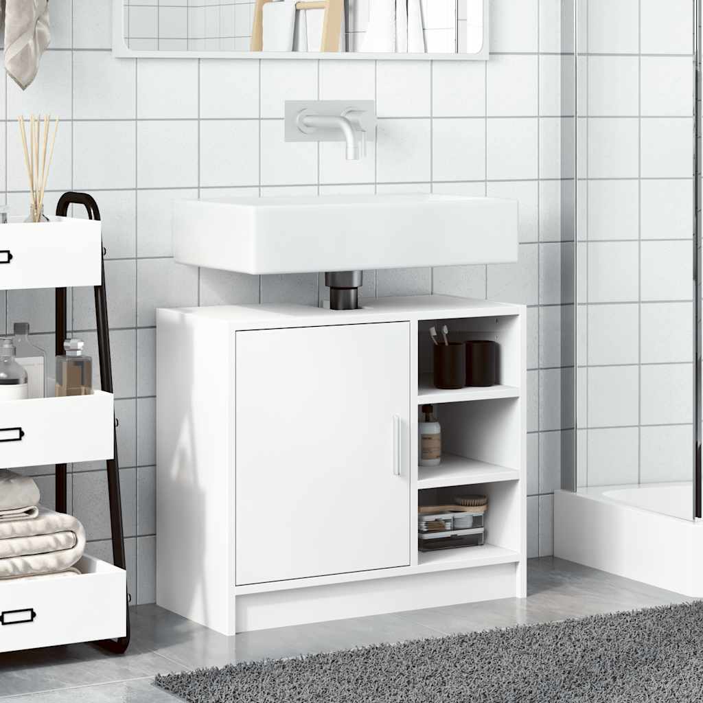 vidaXL Szafka pod umywalkę, biała 63x29x55 cm, materiał drewnopochodny