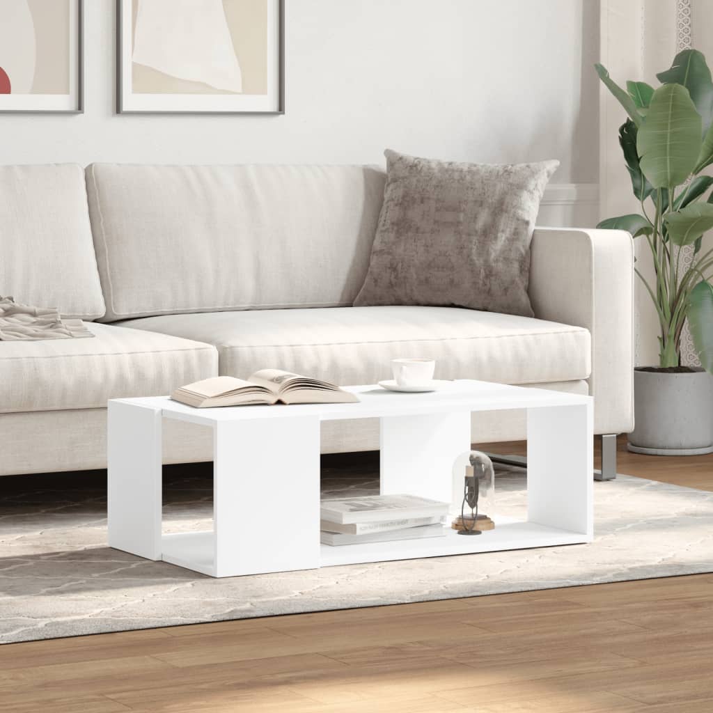 vidaXL Stolik kawowy, biały, 89,5x48x30 cm, materiał drewnopochodny