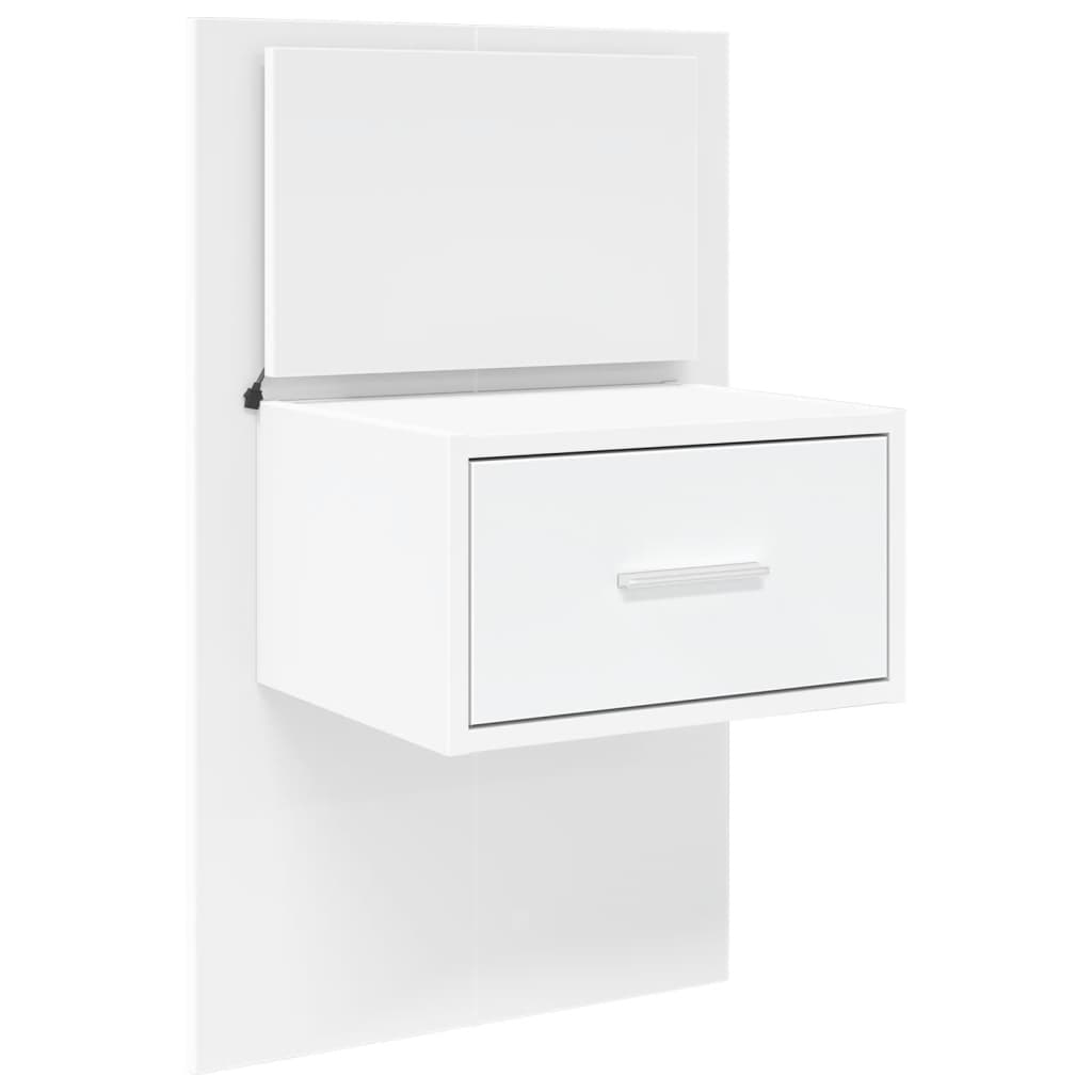 vidaXL Wisząca szafka nocna z podświetleniem LED, biała