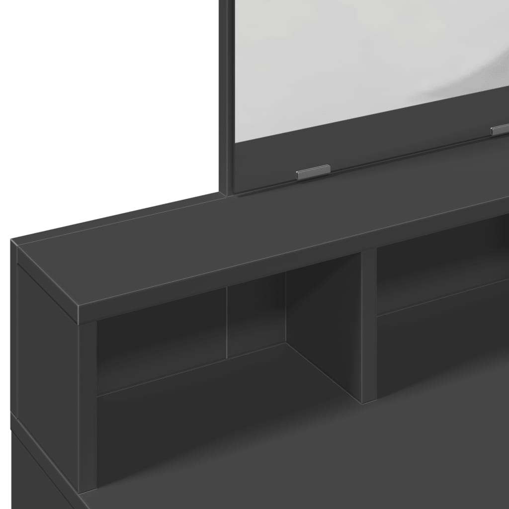 vidaXL Toaletka z lustrem, czarna, 80x41x144,5 cm