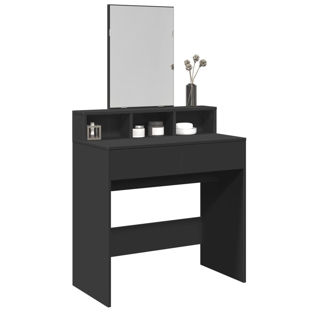 vidaXL Toaletka z lustrem, czarna, 80x41x144,5 cm