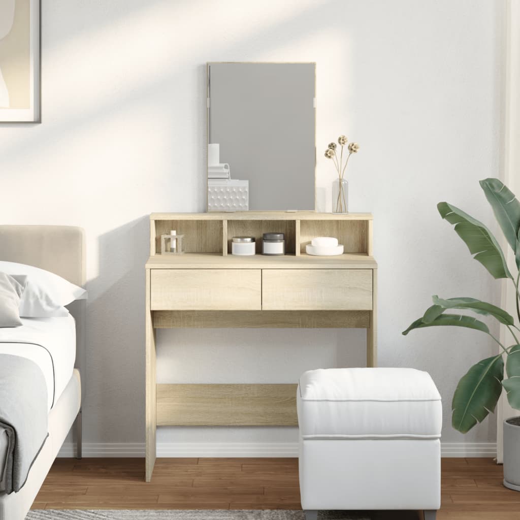 vidaXL Toaletka z lustrem, dąb sonoma, 80x41x144,5 cm