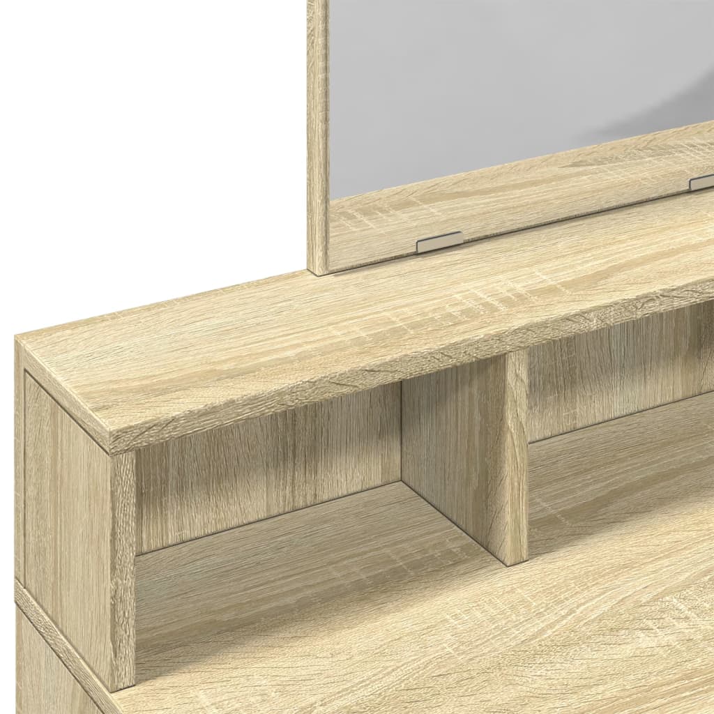 vidaXL Toaletka z lustrem, dąb sonoma, 80x41x144,5 cm