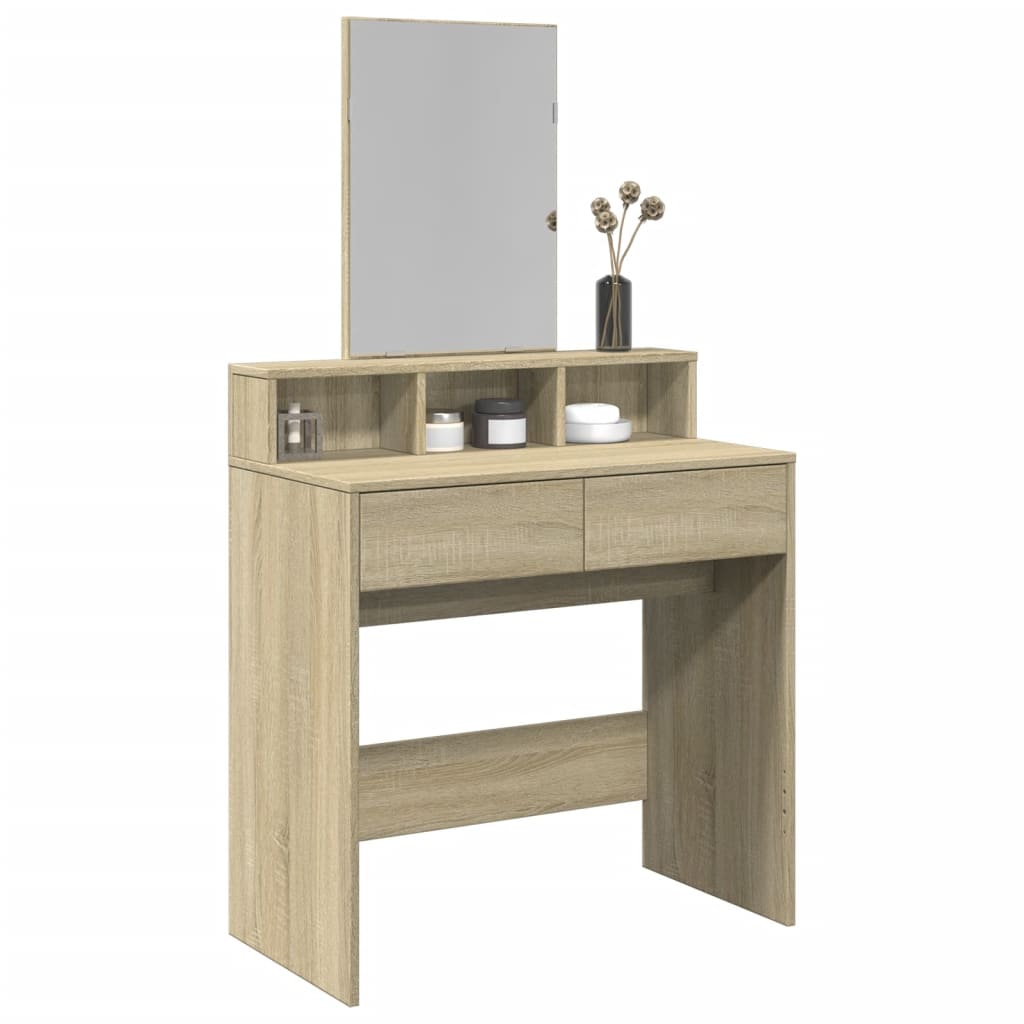 vidaXL Toaletka z lustrem, dąb sonoma, 80x41x144,5 cm