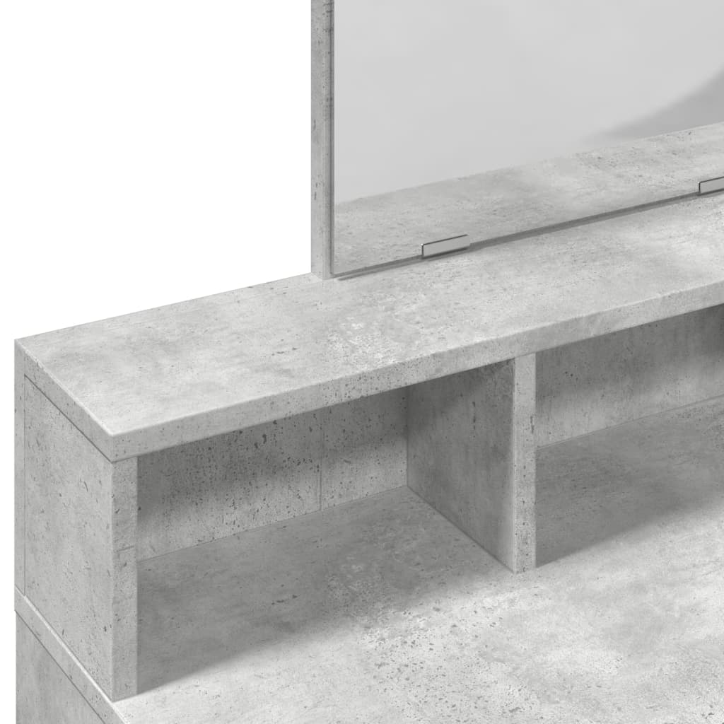 vidaXL Toaletka z lustrem, szarość betonu, 80x41x144,5 cm