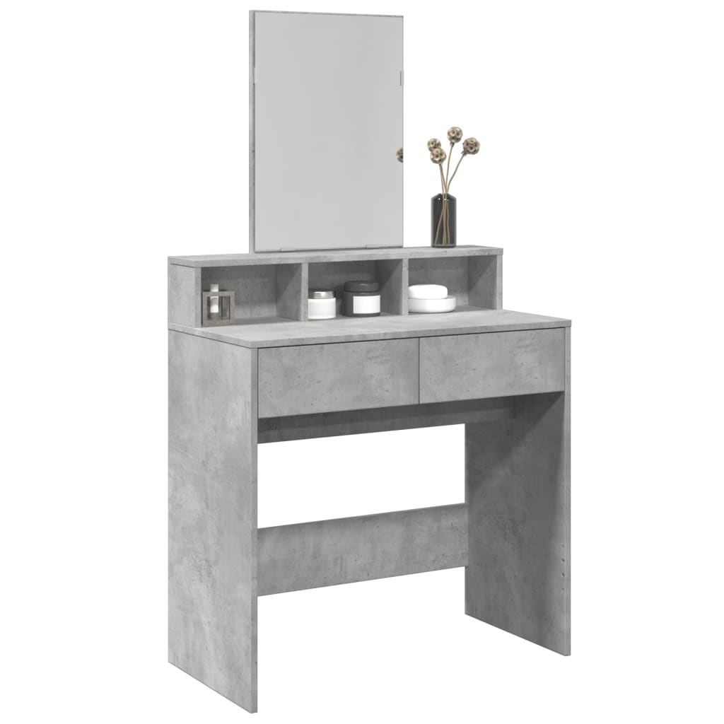 vidaXL Toaletka z lustrem, szarość betonu, 80x41x144,5 cm