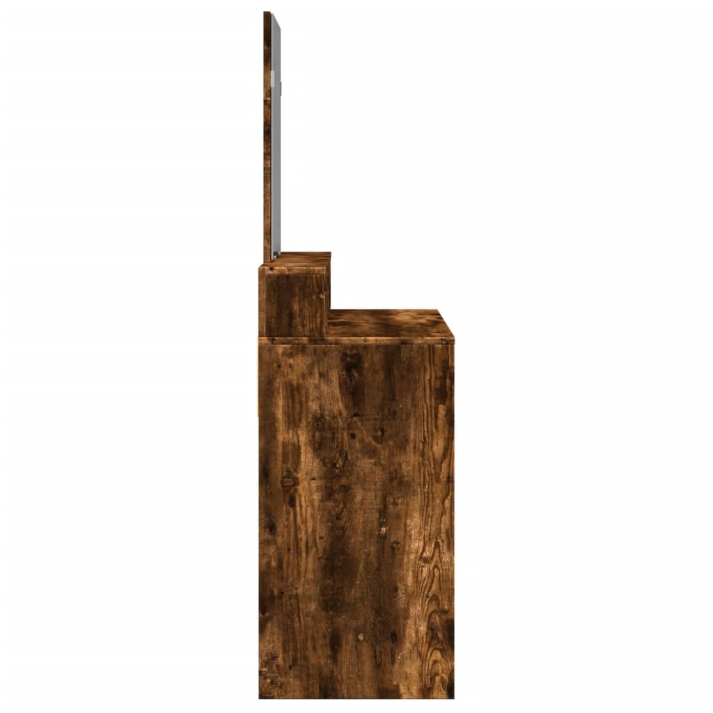 vidaXL Toaletka z lustrem, przydymiony dąb, 80x41x144,5 cm