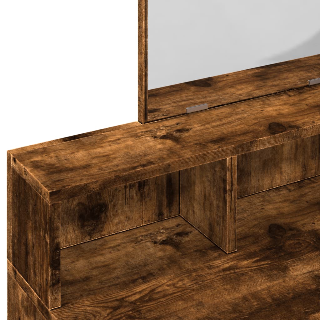vidaXL Toaletka z lustrem, przydymiony dąb, 80x41x144,5 cm