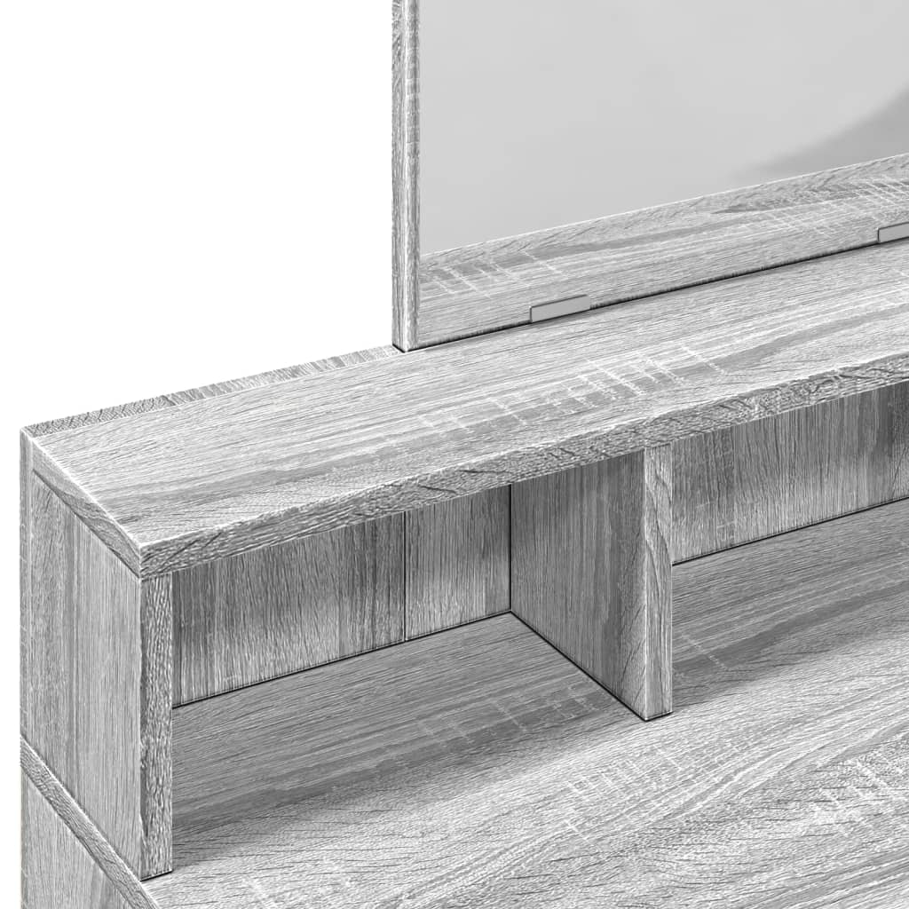vidaXL Toaletka z lustrem, szary dąb sonoma, 80x41x144,5 cm