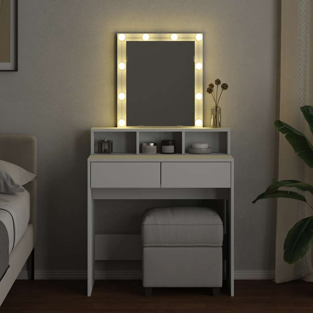 vidaXL Toaletka z LED, biała, 80x41x144,5 cm