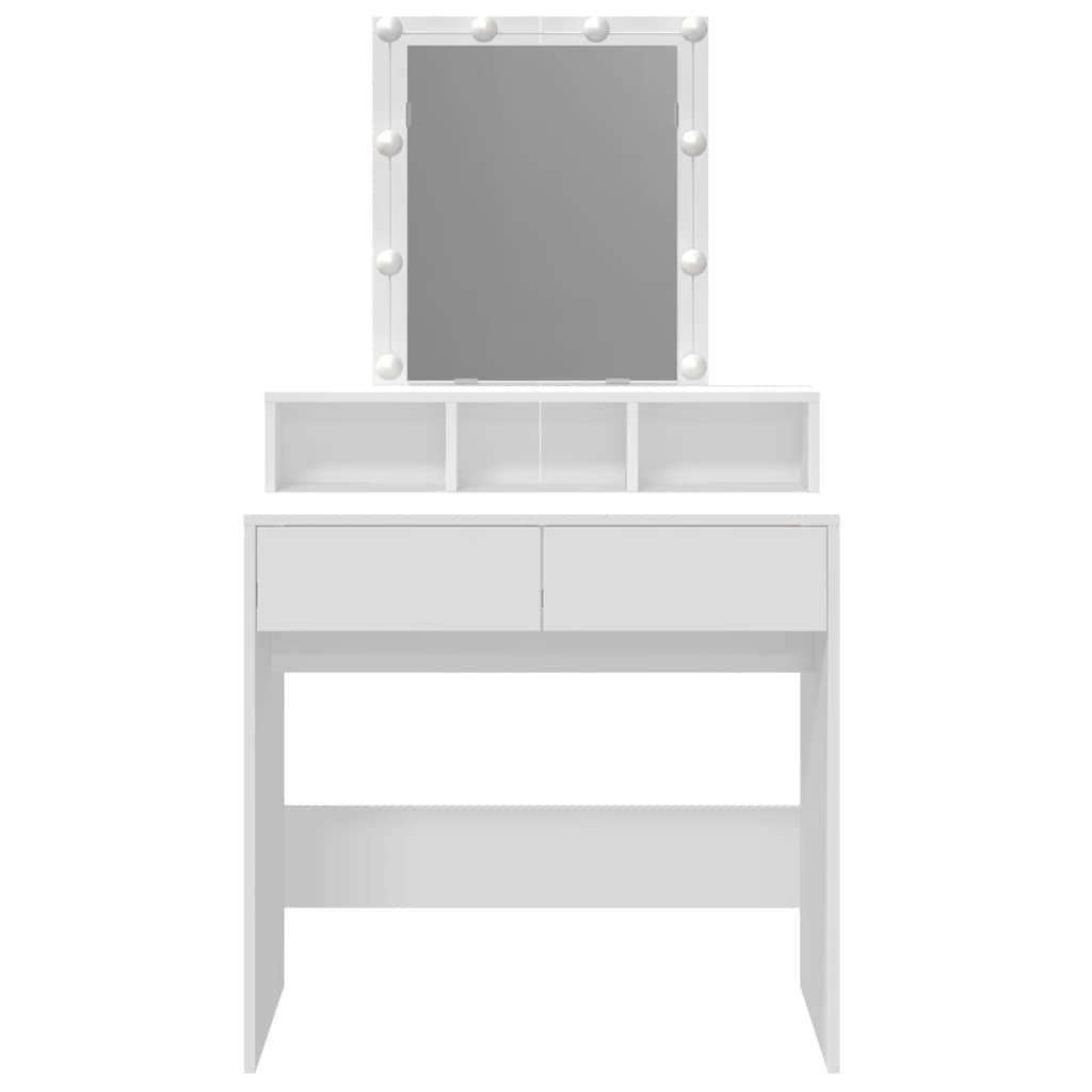 vidaXL Toaletka z LED, biała, 80x41x144,5 cm