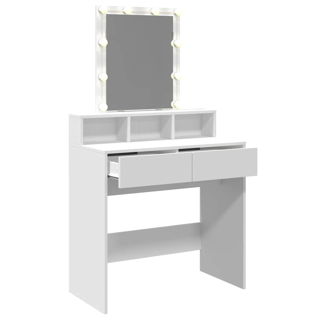 vidaXL Toaletka z LED, biała, 80x41x144,5 cm