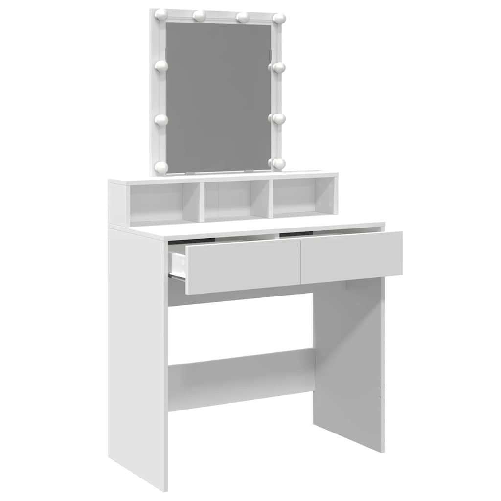 vidaXL Toaletka z LED, biała, 80x41x144,5 cm