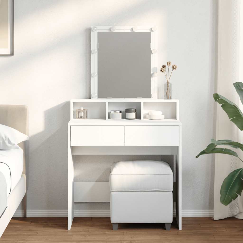 vidaXL Toaletka z LED, biała, 80x41x144,5 cm