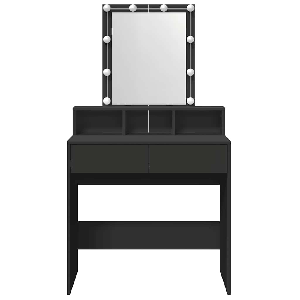 vidaXL Toaletka z oświetleniem LED, czarna, 80x41x144,5 cm