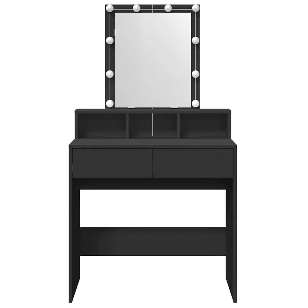 vidaXL Toaletka z oświetleniem LED, czarna, 80x41x144,5 cm