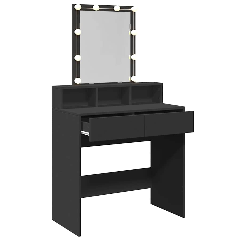 vidaXL Toaletka z oświetleniem LED, czarna, 80x41x144,5 cm