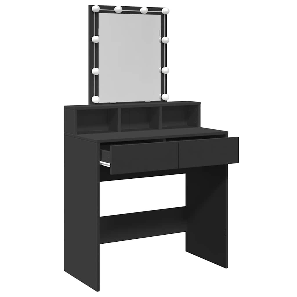 vidaXL Toaletka z oświetleniem LED, czarna, 80x41x144,5 cm