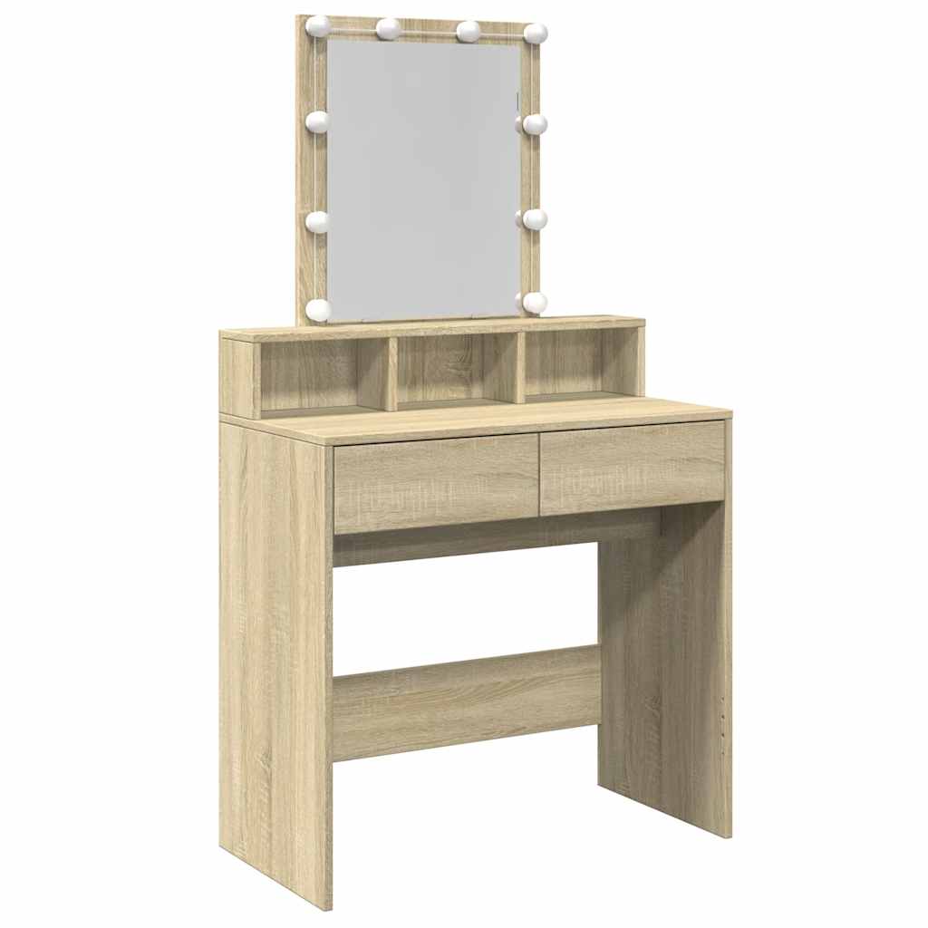 vidaXL Toaletka z oświetleniem LED, dąb sonoma, 80x41x144,5 cm