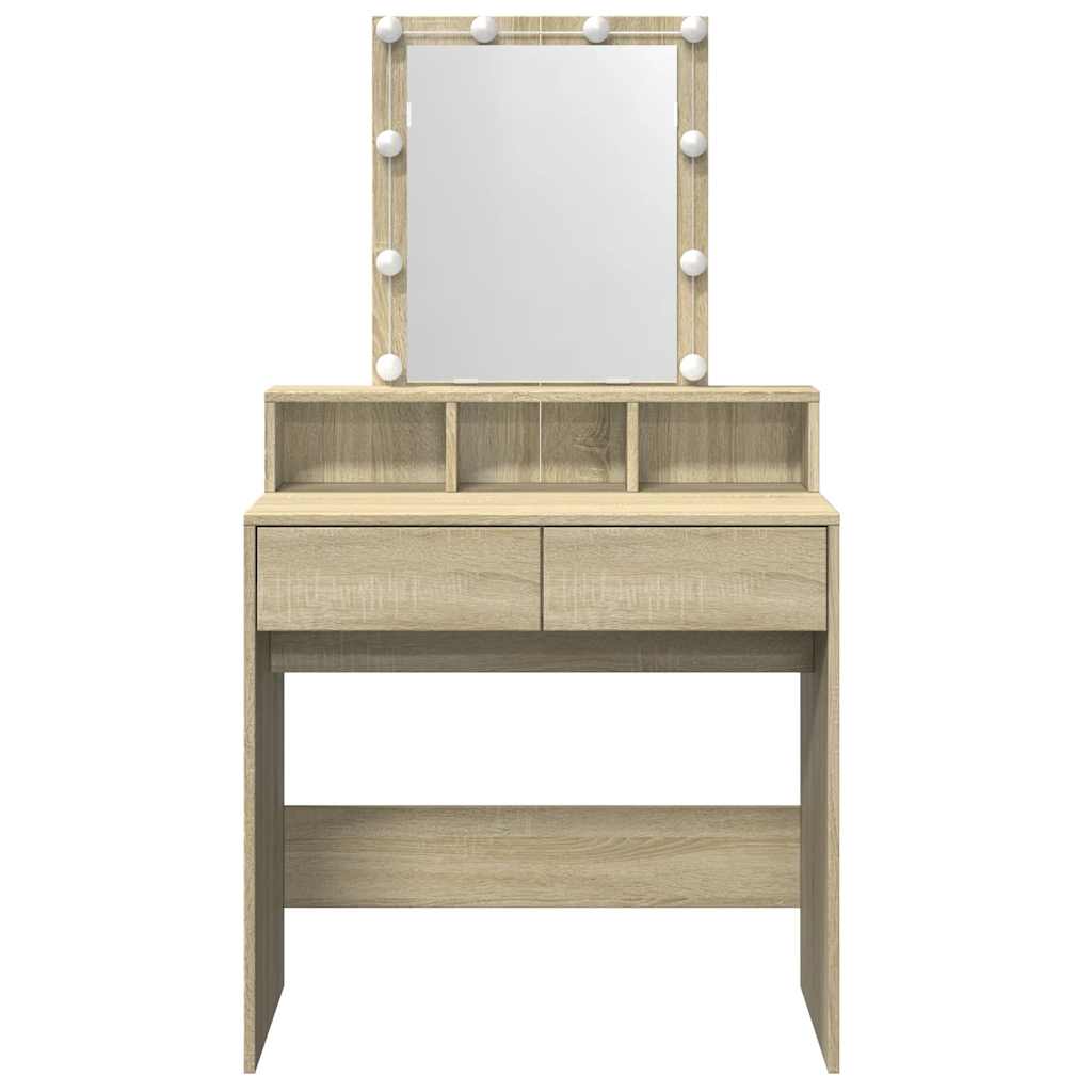 vidaXL Toaletka z oświetleniem LED, dąb sonoma, 80x41x144,5 cm